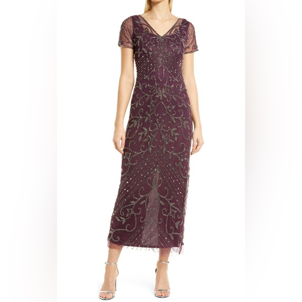 Pisarro Nights Purple Beaded Gown